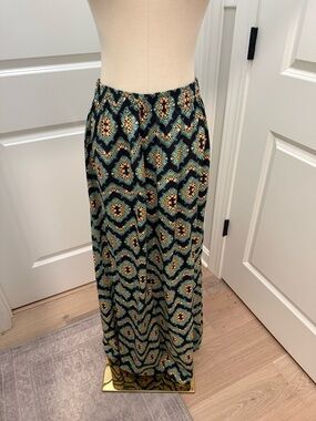 Bar III Black Wide Leg  with Teal and yellow Geometric Print